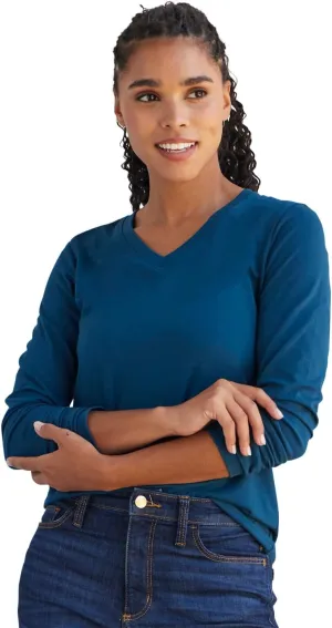 Women's Organic Pima Cotton Long Sleeve V-Neck T-Shirt