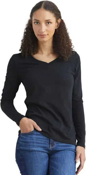 Women's Organic Pima Cotton Long Sleeve V-Neck T-Shirt