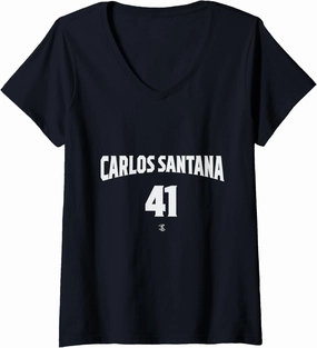 Womens Carlos Santana Warp Number Gameday V-Neck T-Shirt