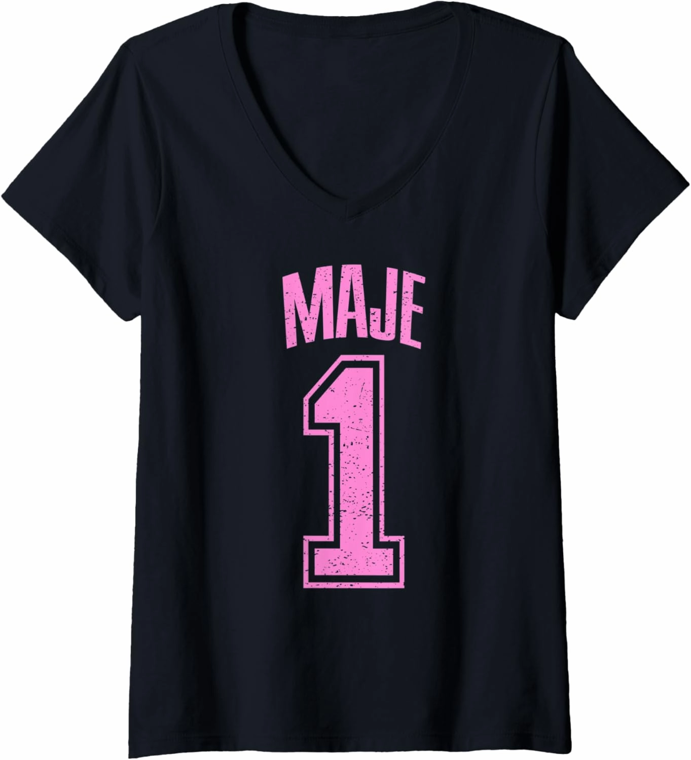 Womens Maje Supporter Number 1 Biggest Fan V-Neck T-Shirt