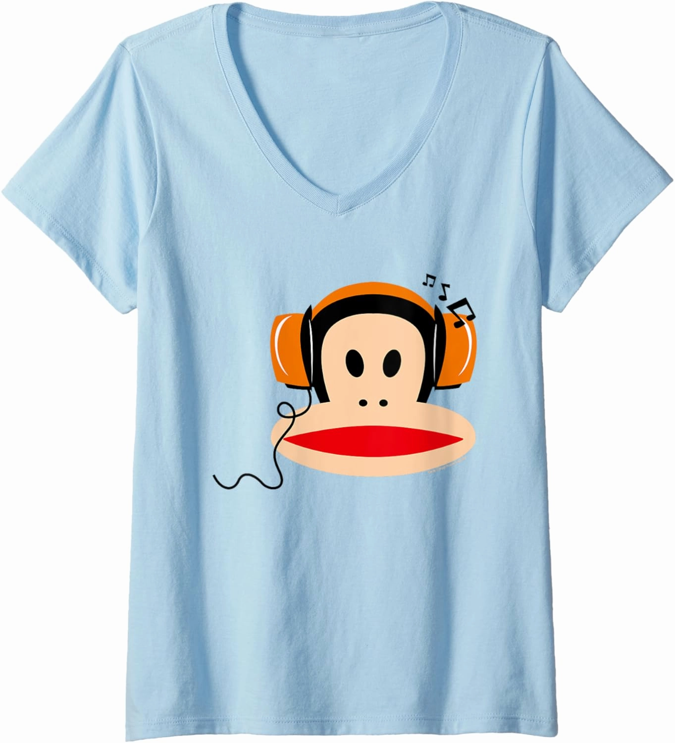 Womens Paul Frank Julius The Monkey Headphones V-Neck T-Shirt