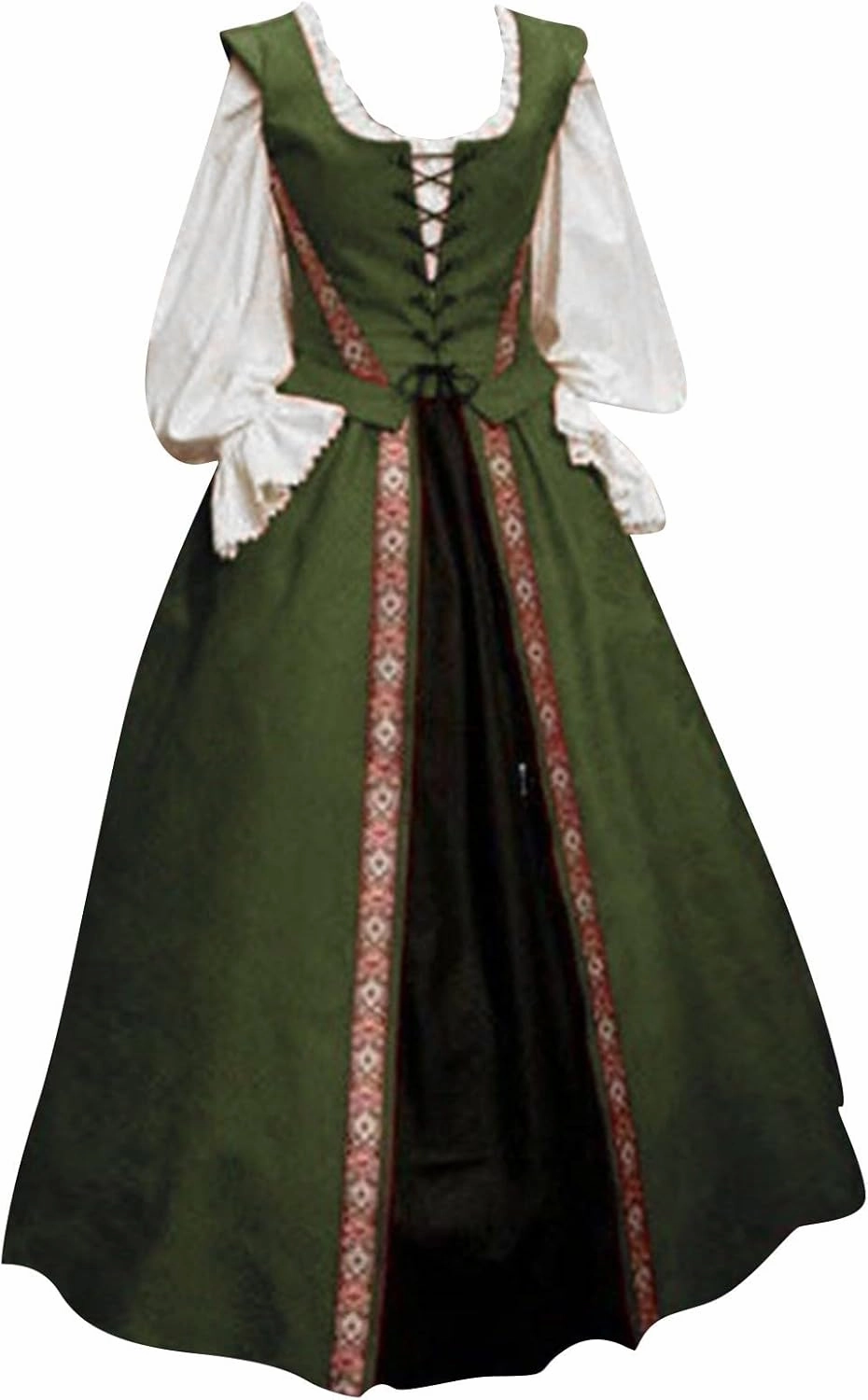 Womens Renaissance Dress 2023 Trendy Ruffle Bell Sleeve Square Neck Tie Up Dress Classic Vintage Victorian Dress