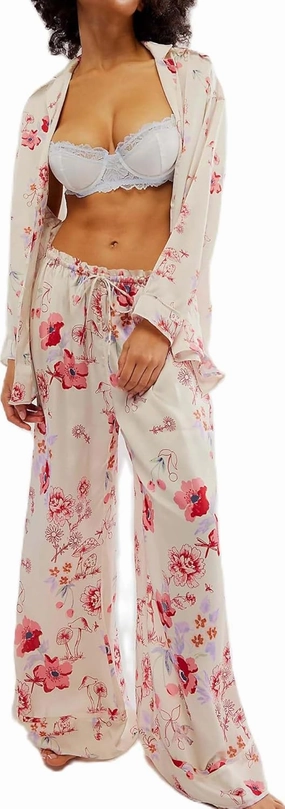 Womens Retro Floral Silk Cowgirl Pjs Satin Cute Wide Leg Pajama Pants Sets Girly Western Pajamas 2 Piece Loungewear