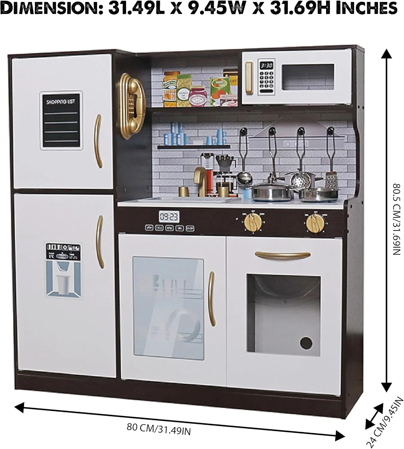 Wooden Play Kitchen Toy Set with Light, Kids Children Pretend Toy Kitchen Playset with Sink Play Toy,Oven Microwave,Toddler Cooking Set Toy for Ages 3  Baby Girls Boys