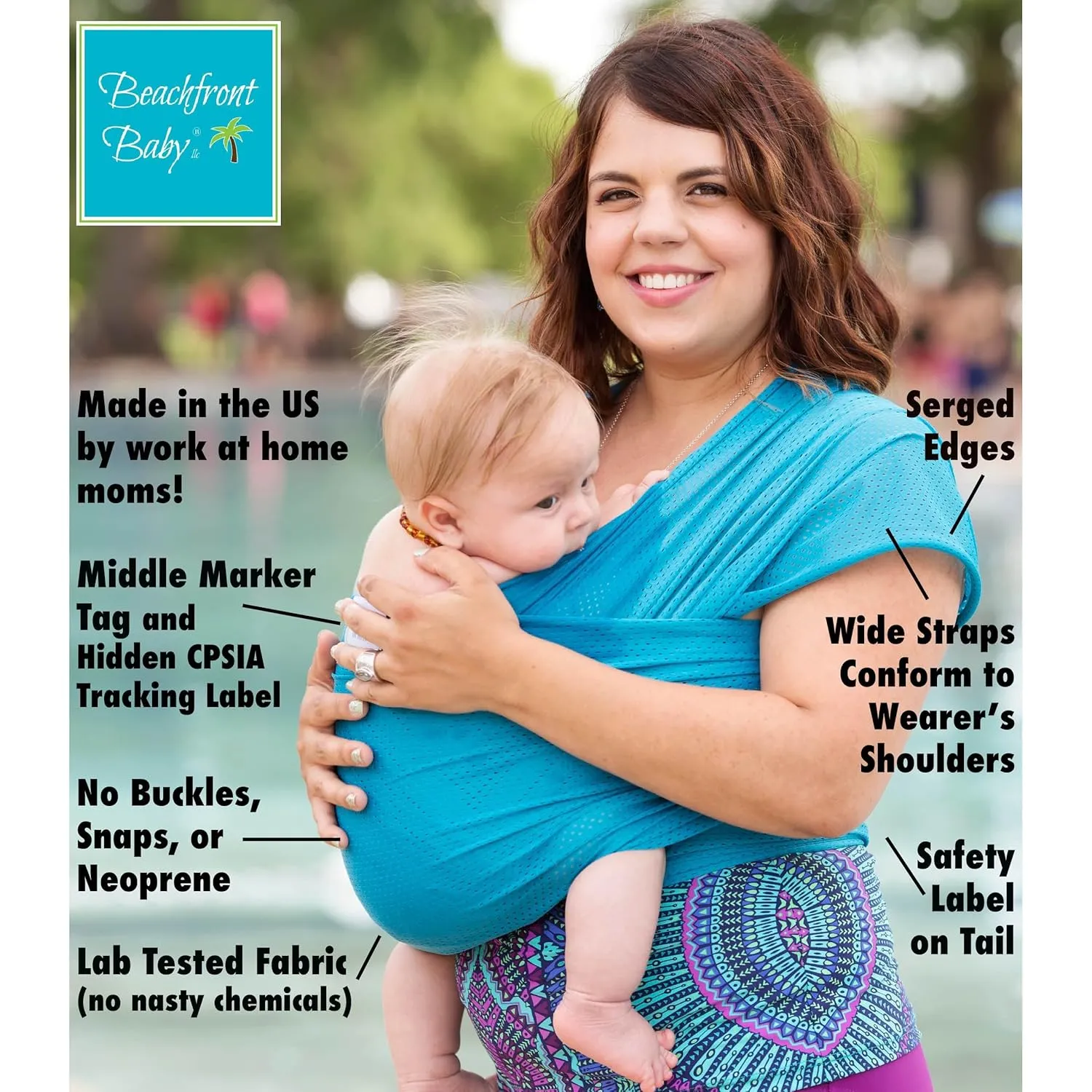 Wrap - Versatile Water & Warm Weather Baby Carrier | Made in USA with Safety Tested Fabric, CPSIA & ASTM Compliant | Lightweight, Quick Dry (Black, One Size)