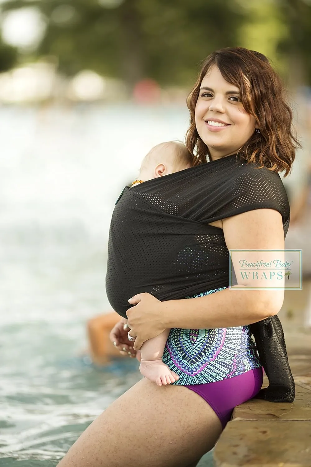 Wrap - Versatile Water & Warm Weather Baby Carrier | Made in USA with Safety Tested Fabric, CPSIA & ASTM Compliant | Lightweight, Quick Dry (Black, One Size)