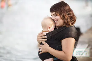 Wrap - Versatile Water & Warm Weather Baby Carrier | Made in USA with Safety Tested Fabric, CPSIA & ASTM Compliant | Lightweight, Quick Dry (Black, One Size)