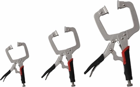 Xiao & Dao Pro 3PCS 6 Inch 8 Inch 11 Inch C Clamp Locking Pliers, Heavy Duty Welding C Clamp Pliers with Swivel Pads, Vise Grip Locking Pliers Face Clamps for Woodworking, Welding, Building