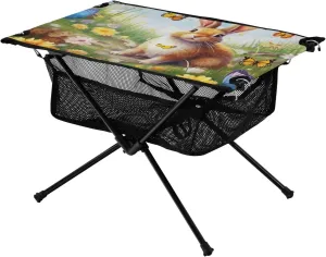 xigua Easter Bunny Folding Camping Table,Portable Camp Table with Carry Bag Beach Table Folding Table for Picnic, Camp,Party,Travel150