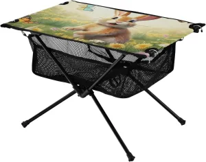xigua Easter Bunny Folding Camping Table,Portable Camp Table with Carry Bag Beach Table Folding Table for Picnic, Camp,Party,Travel159