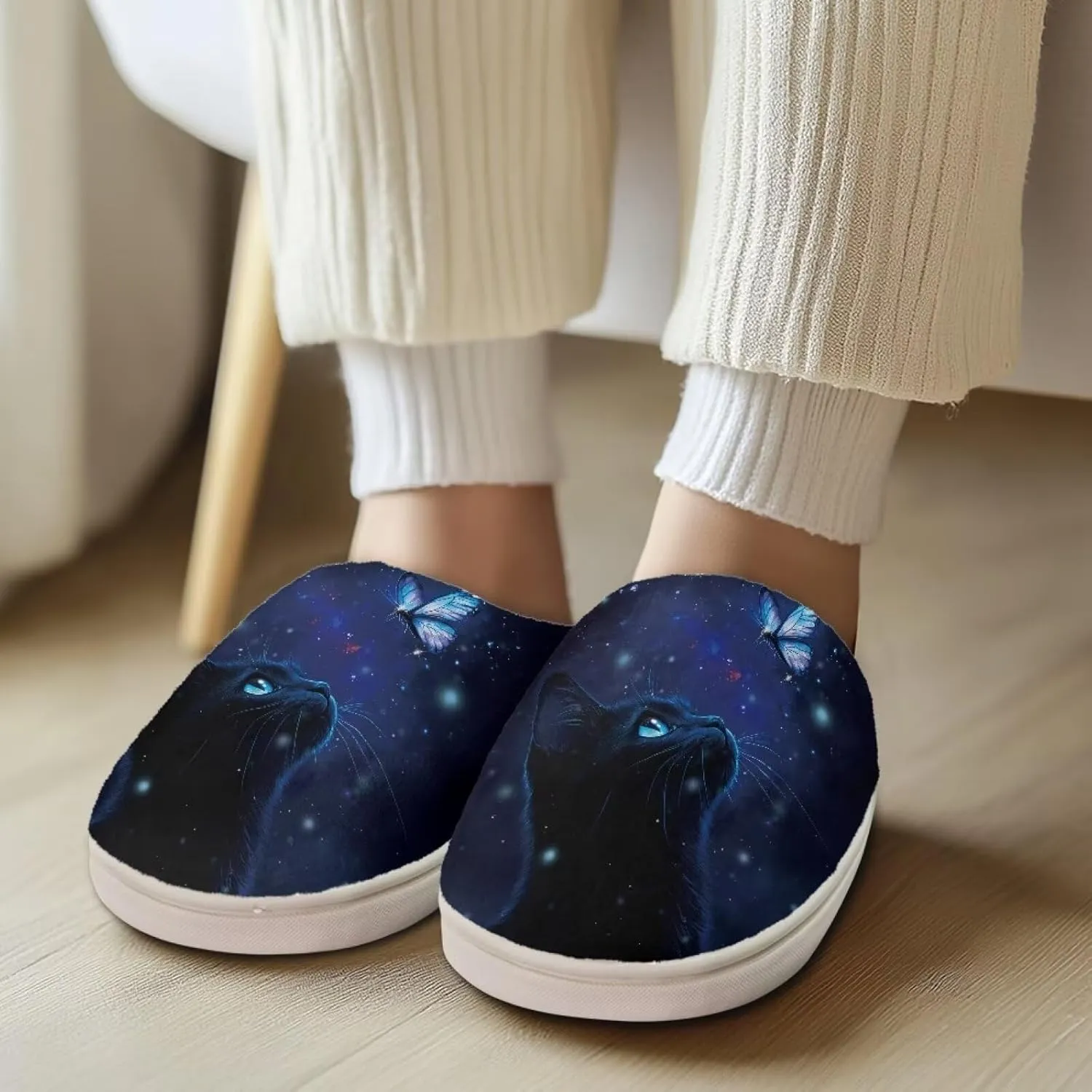 Xoenoiee Men Women Warm Fuzzy Slippers Bedroom Slippers House Shoes Anti Slip Winter Indoor Slippers