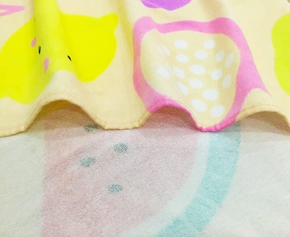 YIFONTIN Cozy Kids 4-Pack Ultra-Absorbent Quick-Dry Beach Towels for Kids | 100% Cotton 25.5x51.0 Inch, Soft Bath Towels with Fun Animal Fruit Designs for Travel & Swim Essentials.