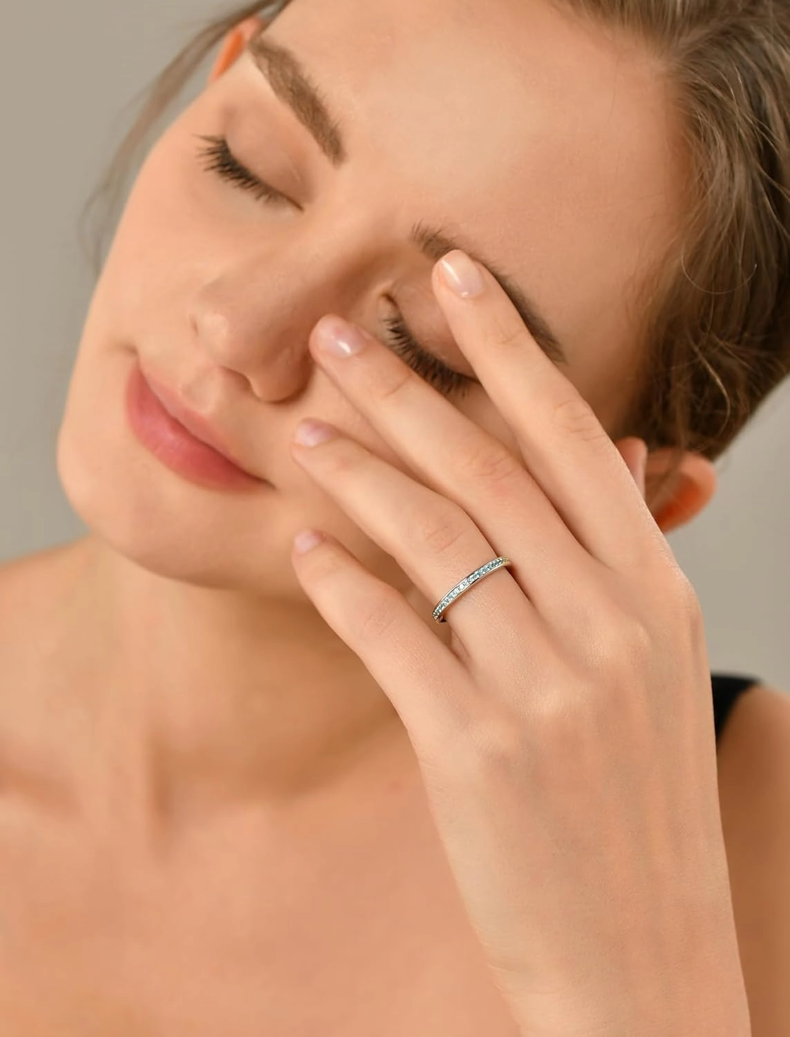 YL Women's Stackable Ring 925 Sterling Silver Eternity Bands Birthstone Stacking Rings