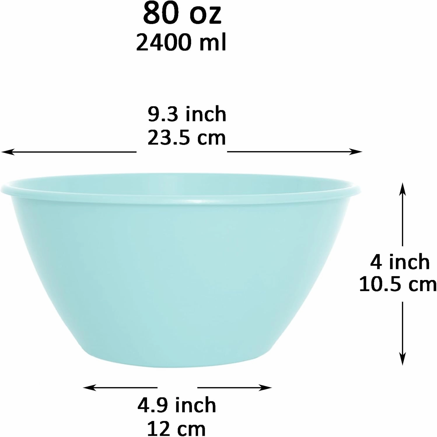 Youngever 9 inch 80 Ounce Plastic Mixing and Serving Bowls, Popcorn Bowls, Salad Bowls, Chip and Dip Serving Bowls, Set of 9 (Coastal Color)
