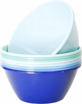Youngever 9 inch 80 Ounce Plastic Mixing and Serving Bowls, Popcorn Bowls, Salad Bowls, Chip and Dip Serving Bowls, Set of 9 (Coastal Color)