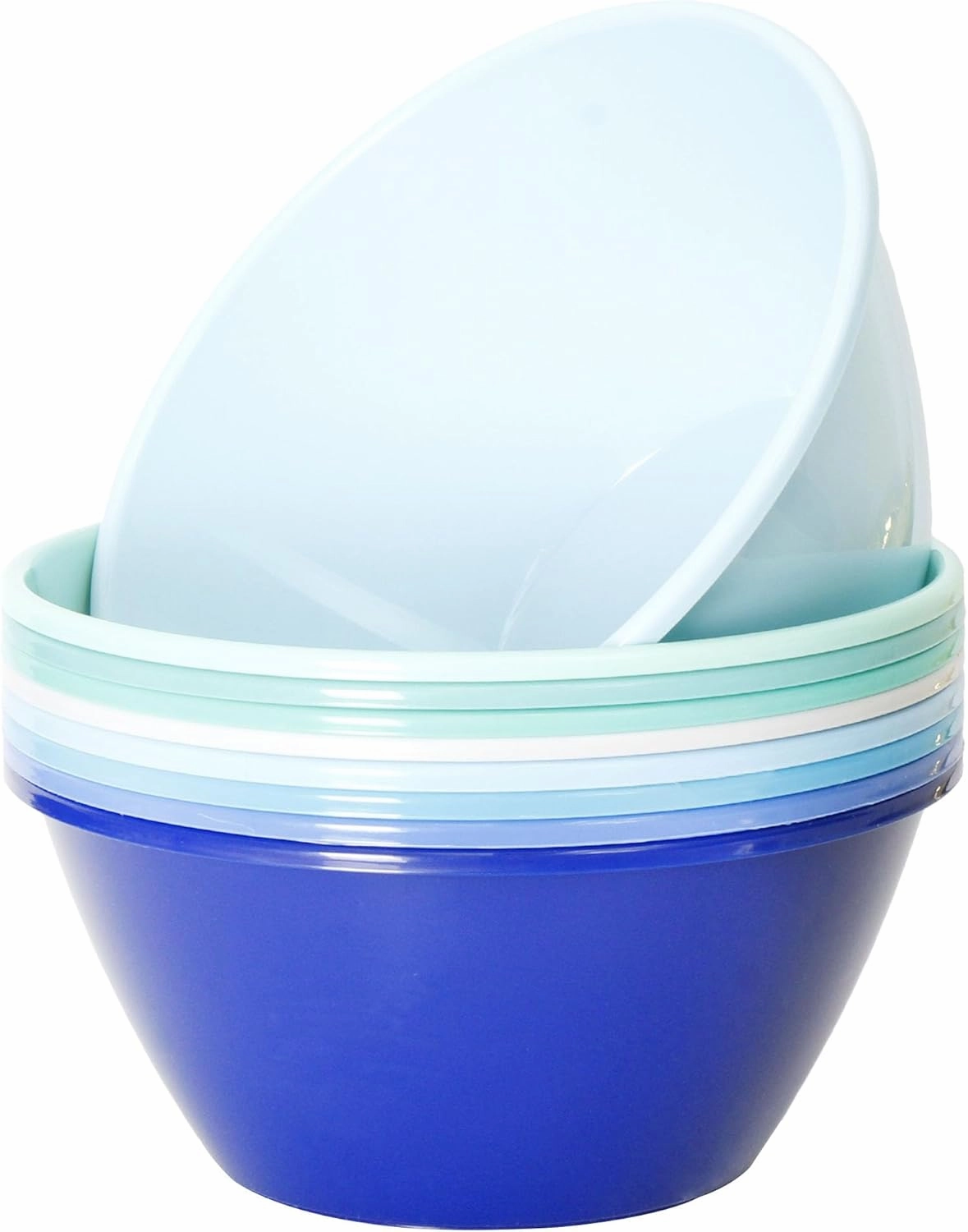 Youngever 9 inch 80 Ounce Plastic Mixing and Serving Bowls, Popcorn Bowls, Salad Bowls, Chip and Dip Serving Bowls, Set of 9 (Coastal Color)