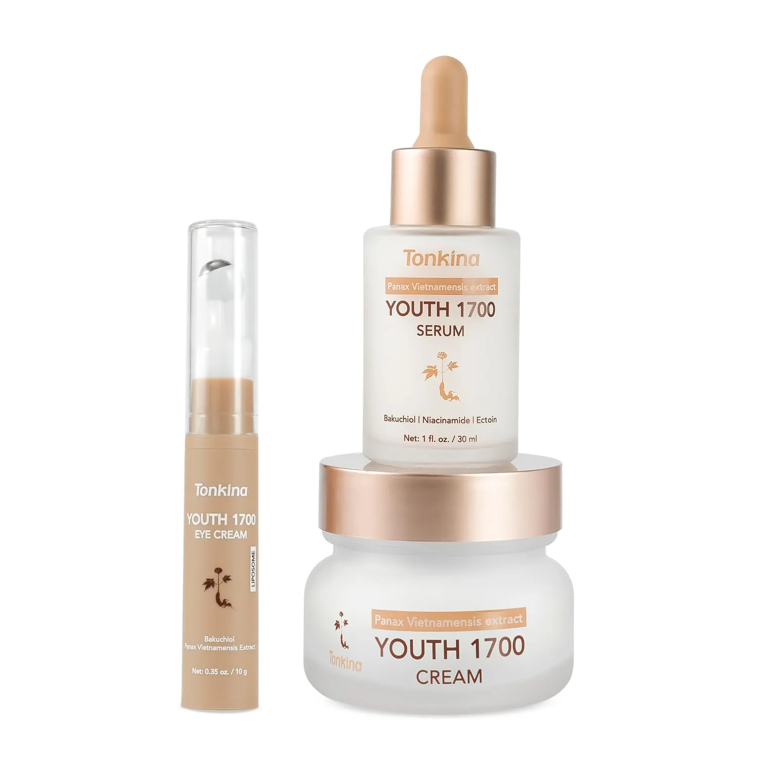 Youth 1700 Essential Trio Set, Vietnamese Ginseng Anti-Aging Skin Care Kit - Skin Firming & Moisturizing, For All Skin Types