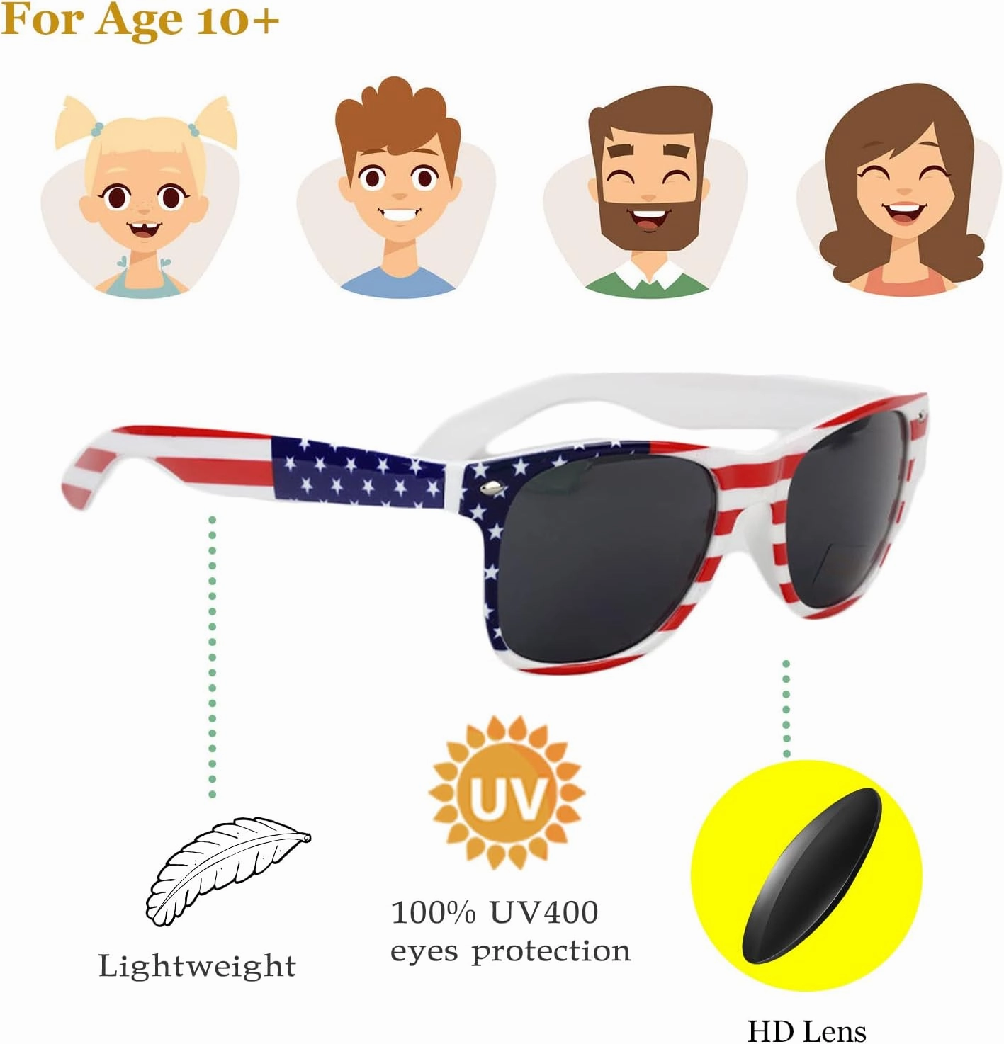 YQVIE Bulk American Flag Sunglasses Retro 90s Style Sunglasses for Men Women Independence Day Party Supplies UV400 Protection