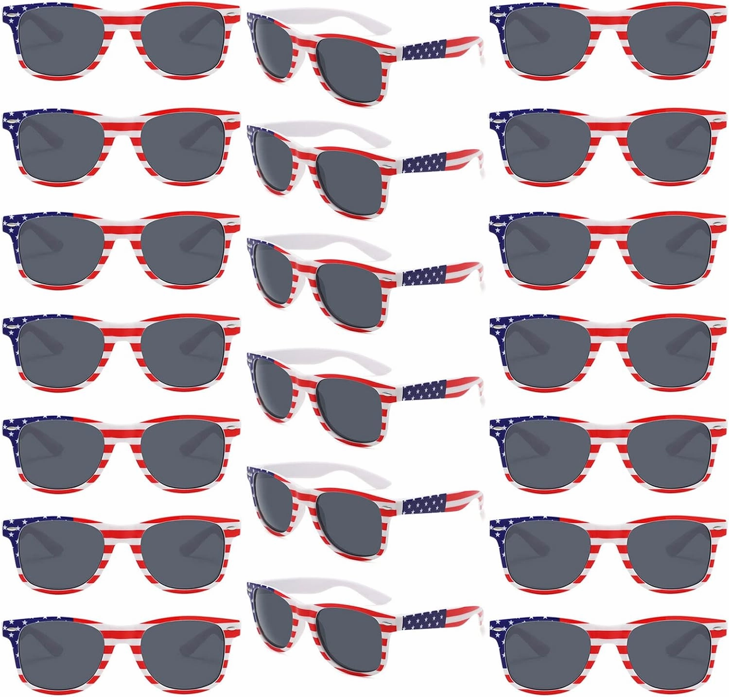 YQVIE Bulk American Flag Sunglasses Retro 90s Style Sunglasses for Men Women Independence Day Party Supplies UV400 Protection