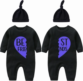 YSCULBUTOL Baby Twins Bodysuit with hat Born Together Friend Forever Baby boy Clothes Toddler Girl Clothes