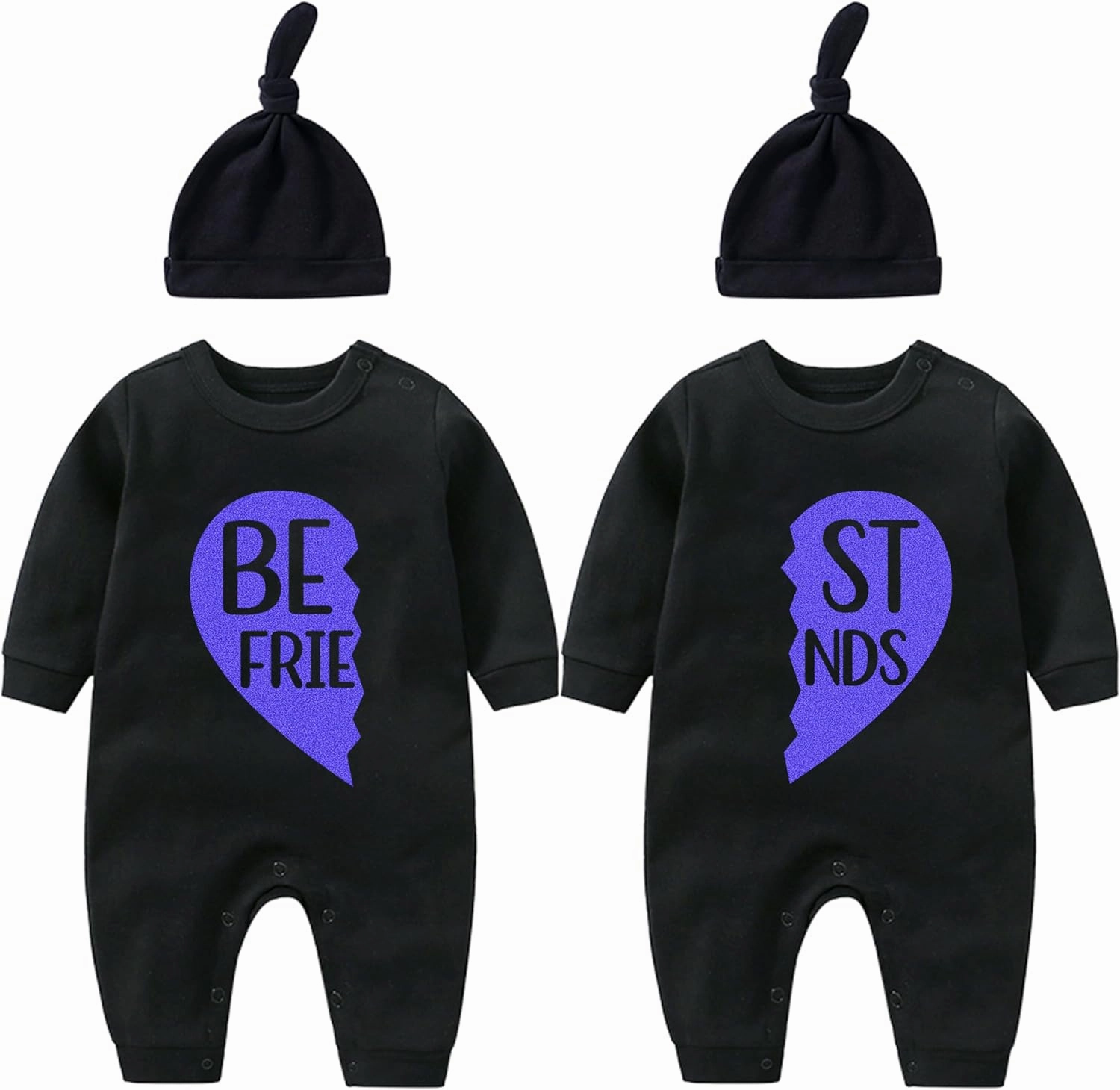 YSCULBUTOL Baby Twins Bodysuit with hat Born Together Friend Forever Baby boy Clothes Toddler Girl Clothes