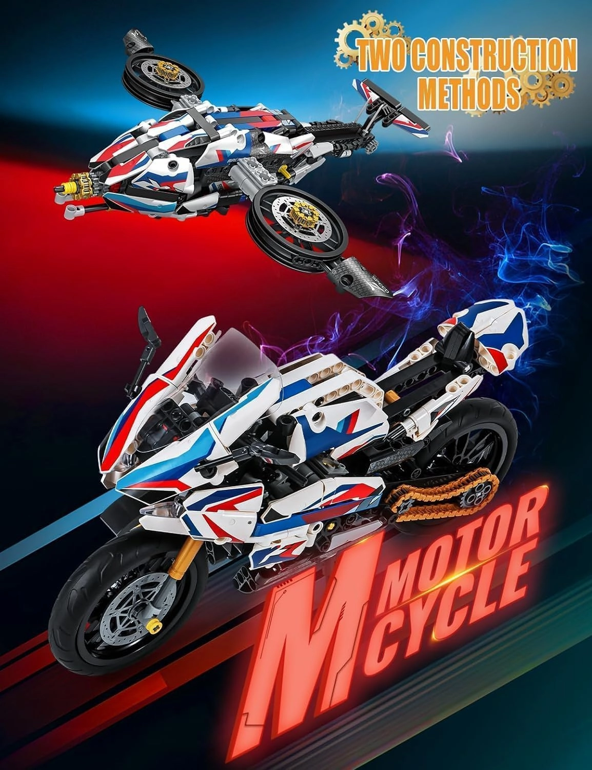 Yunigzmy 2 in 1 Motorcycle Toy Building Kits for Engine Morph, 521 PCS Motorbike Building Set, Adult Superbike Model Building Blocks, Collectible Building Toy for Adults Kids