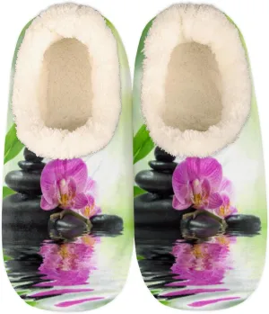 Yzrwebo Japanese Zen Slippers for Women Men Stone Bamboo Orchid Indoor Non-Slip Slippers Socks Warm Comfy Soft House Slippers Bedroom Fuzzy Plush Lined House Shoes