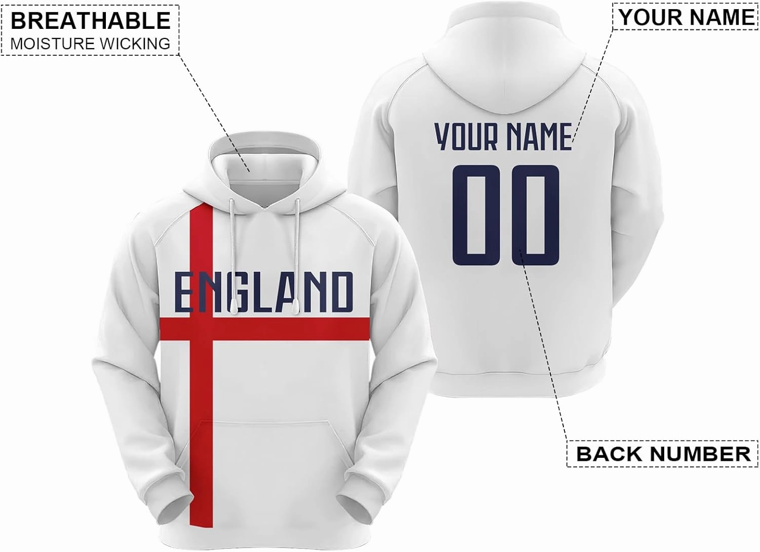 Zaanga Custom Soccer Hoodie Sweatshirt Pullover Personalized Name and Number Sports Fan Gifts for Men Women Youth