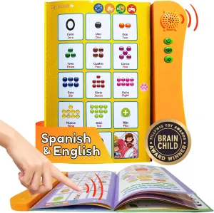 ZEENKIND Spanish & English Talking Learning Book for Kids 2 3 4 5 6 Years Old, Interactive Audio Sound Books, Toddler Educational Toy to Learn Spanish, Electronic Bilingual Toys, Juegos para Niños
