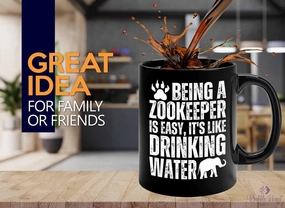 Zookeeper Coffee Mug 11oz Black - Drinking Water - Zoologist Zoological Monkey Explorer Zoology Park Jungle Reptile Zoo Crew Worker
