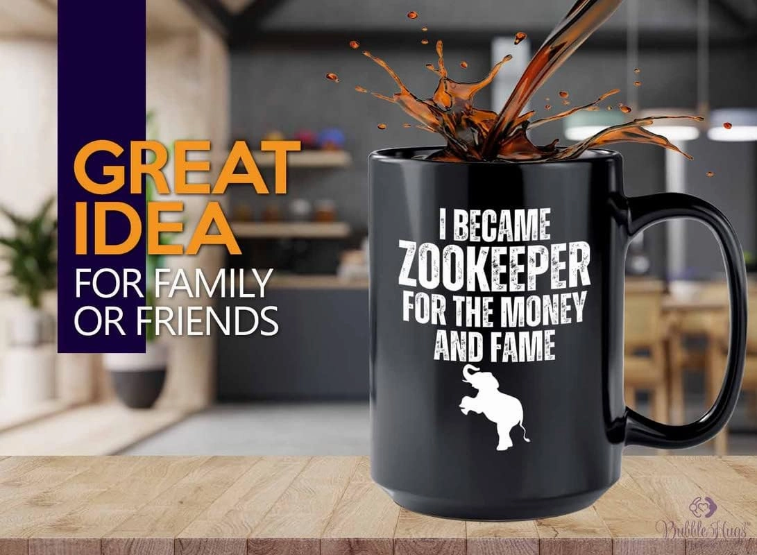 Zookeeper Coffee Mug 15oz Black - Money And Fame - Zoologist Zoological Monkey Explorer Zoology Park Jungle Reptile Zoo Crew Worker