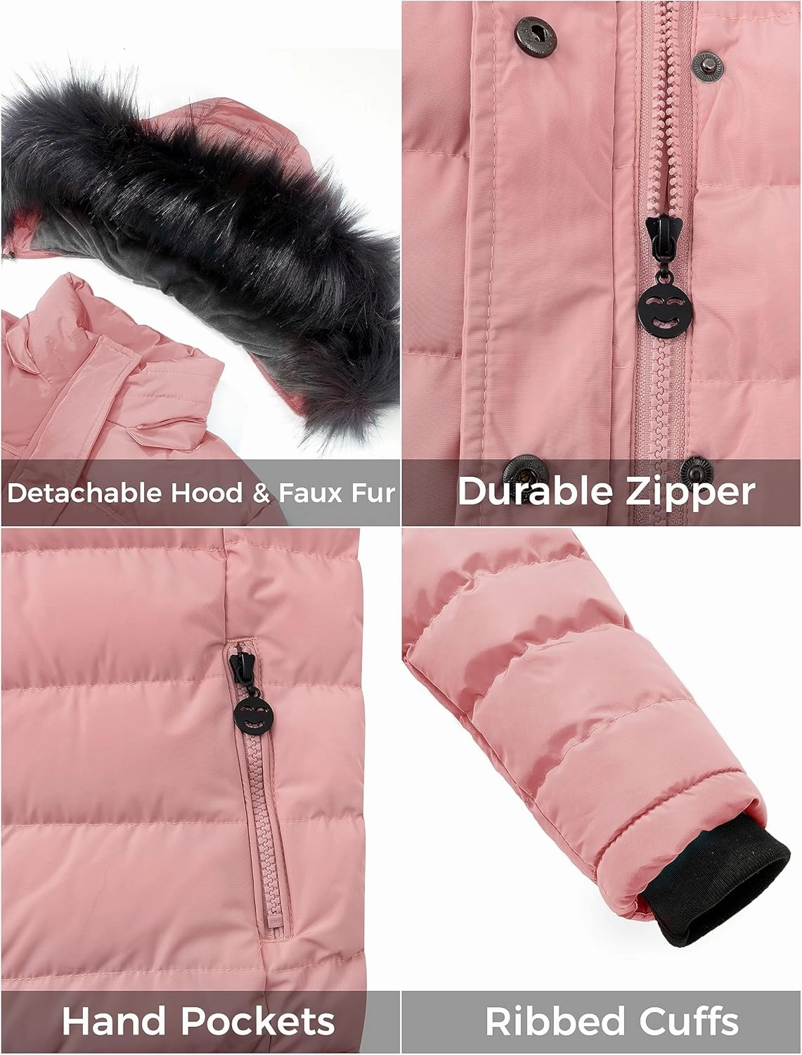 ZSHOW Girls' Puffer Jacket Soft Fleece Lined Warm Hooded Winter Coat