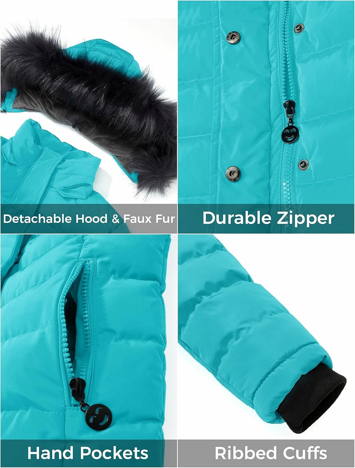 ZSHOW Girls' Puffer Jacket Soft Fleece Lined Warm Hooded Winter Coat