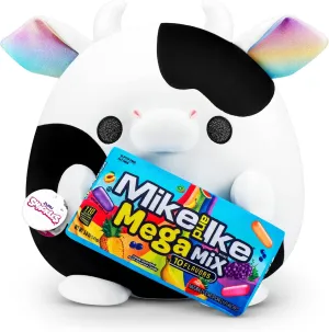 ZURU Snackles (Mike and IKE) Cow Super Sized 14 inch Plush by ZURU, Ultra Soft Plush, Collectible Plush with Real Licensed Brands, Stuffed Animal